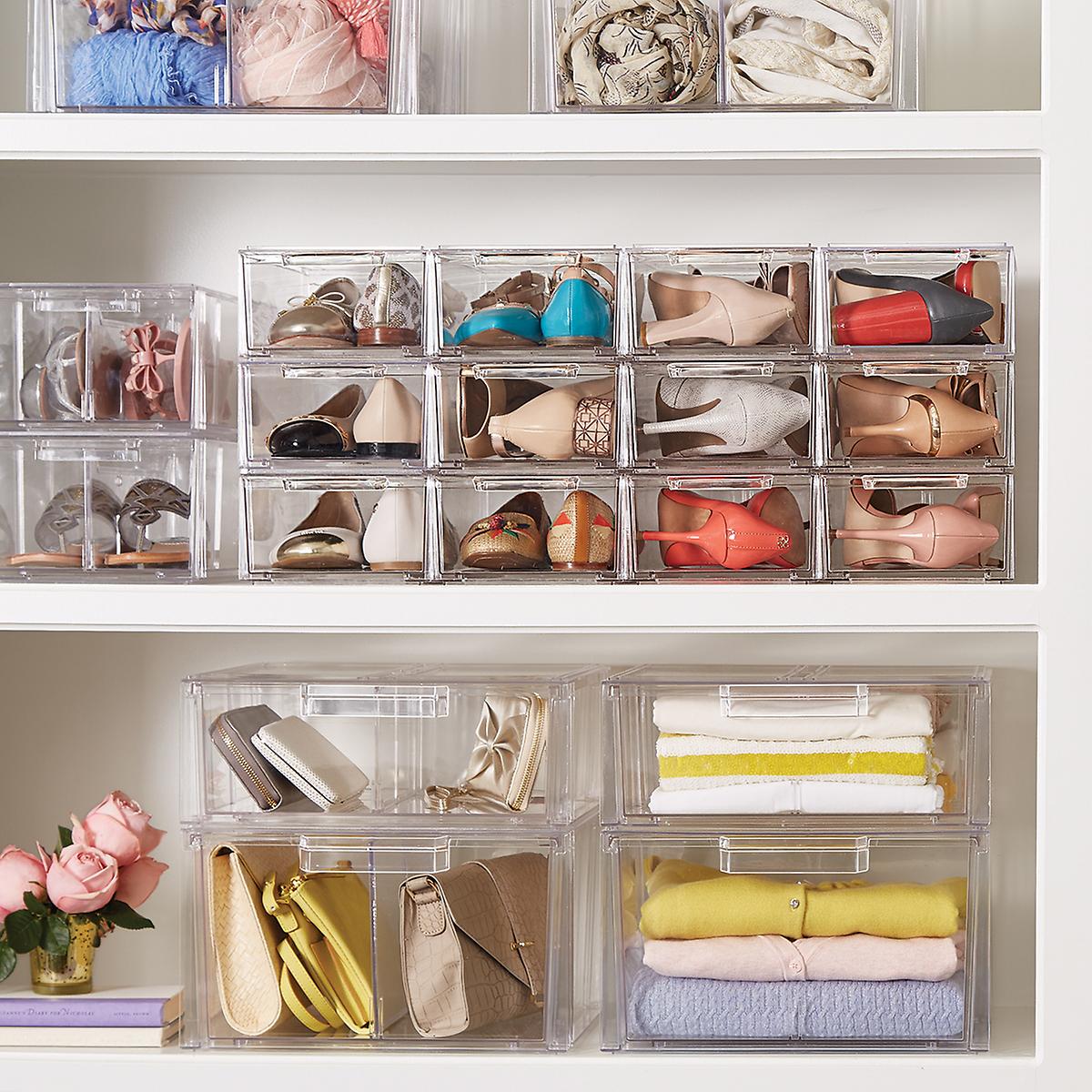 Clear Stackable Small Shoe Drawer The, Clear Stackable Storage Bins For Shoes