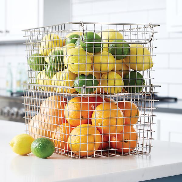 Tall Stackable Wire Basket with Handles