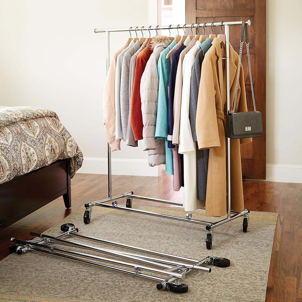 Chrome Metal Folding Commercial Clothes Rack | The Container Store