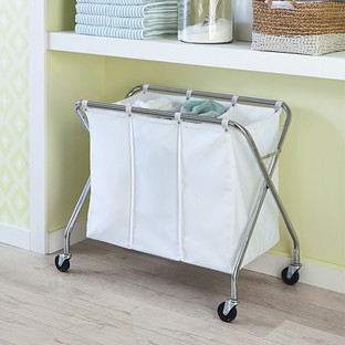 Laundry Sorter Hamper Washing Basket Clothes Storage Bin Foldable Bag Wheels 
