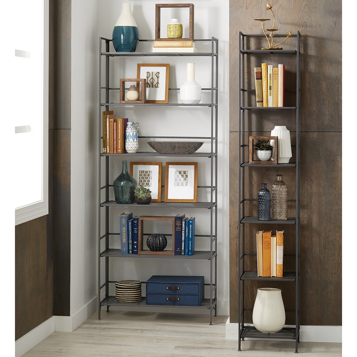 6-Shelf Iron Folding Bookshelf | The Container Store