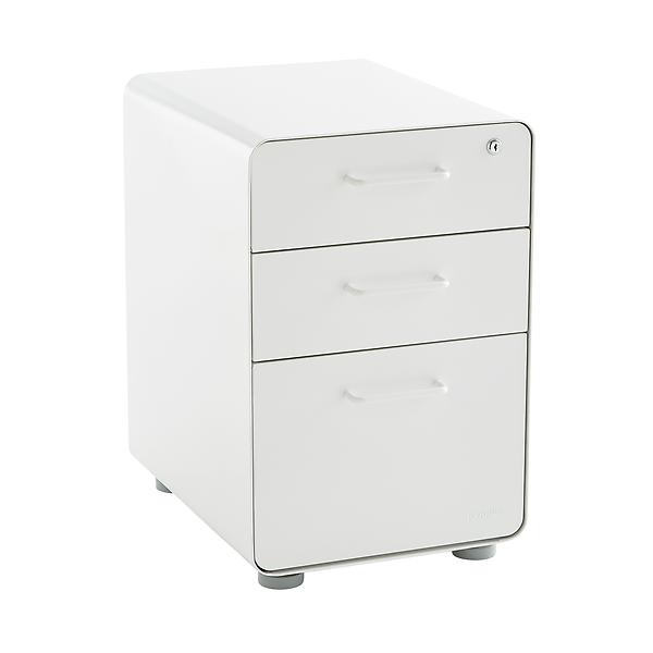 White Poppin 3-Drawer Stow File Cabinet