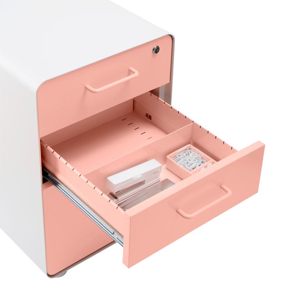 Poppin Blush 3Drawer Stow Locking Filing The Container Store