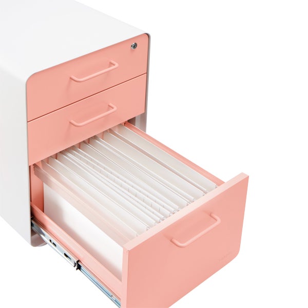 Poppin Blush 3Drawer Stow Locking Filing The Container Store