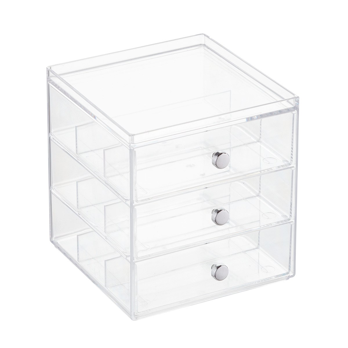 iDESIGN Clarity 3-Drawer Divided Stacking Box Clear