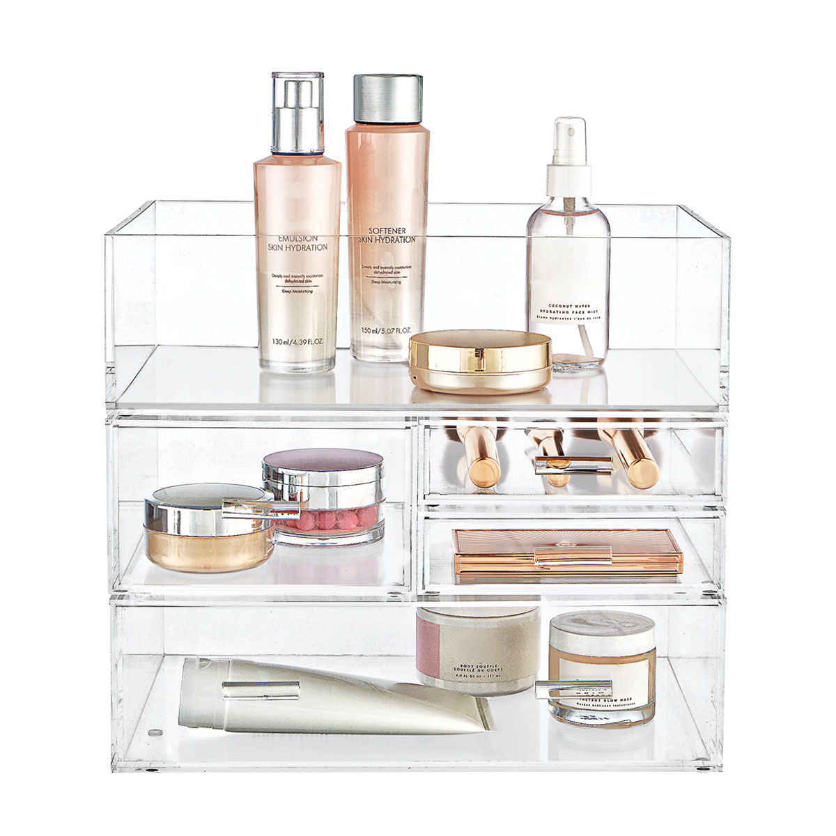 The Container Store Luxe Acrylic Modular System Makeup Organizer