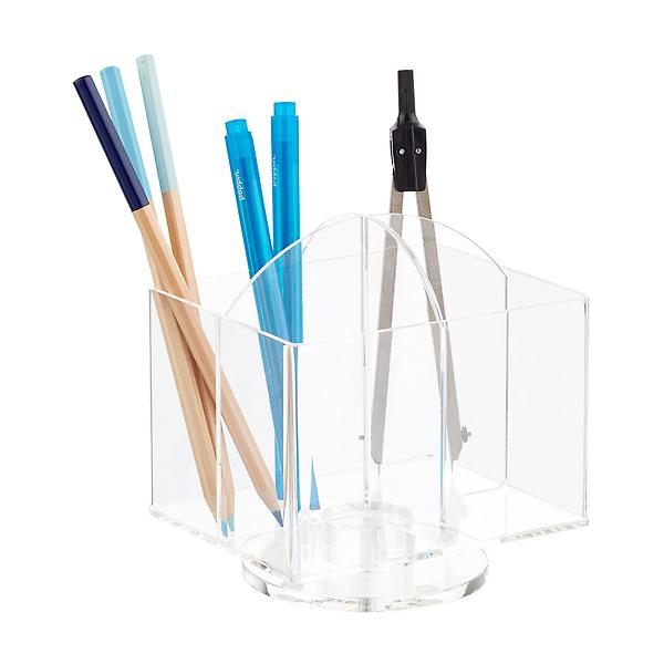 Rotating 4-Section Acrylic Pencil Cup