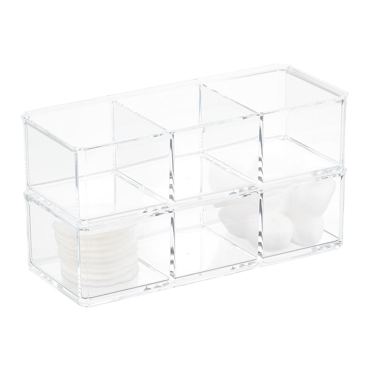 3-Section Acrylic Edge Stacking Bin | The Container Store