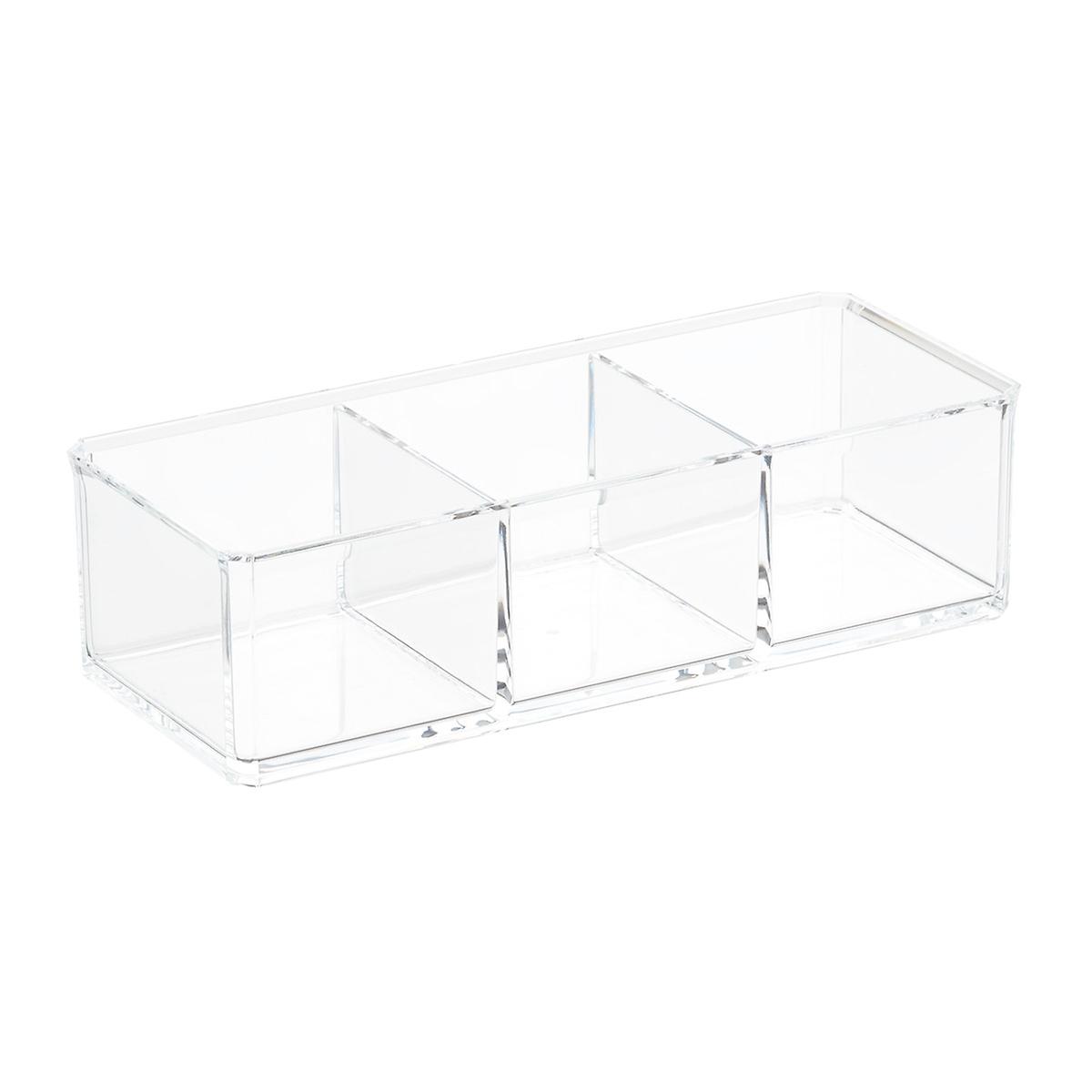 3-Section Acrylic Edge Stacking Bin | The Container Store
