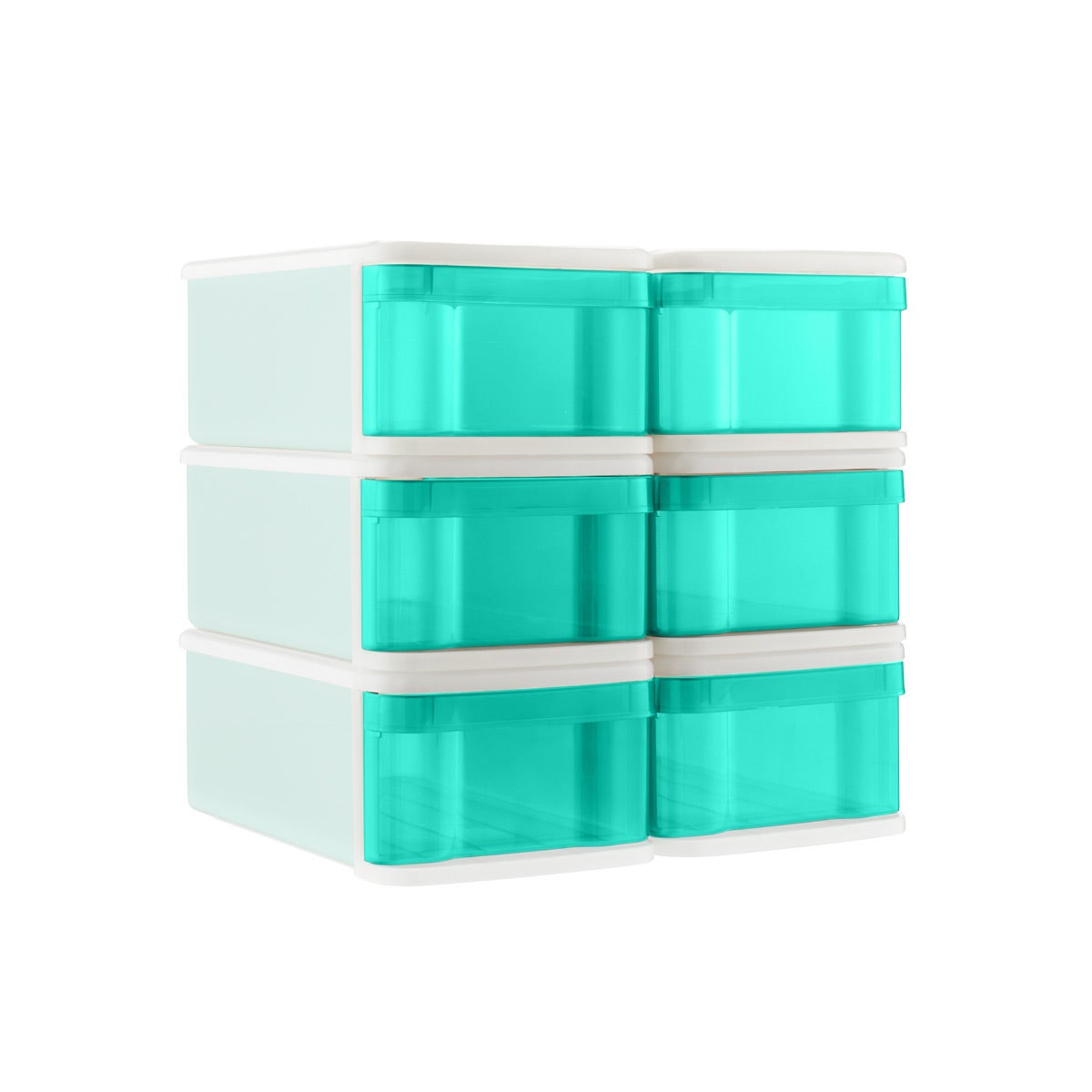 Case of 6 Small Tint Stacking Drawers Aqua