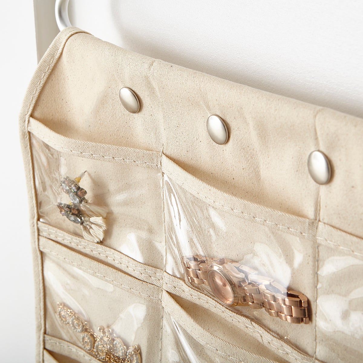Hanging Jewelry Holder 80 Pocket Canvas Organizer 80 Pocket Canvas Hanging Jewelry Organizer