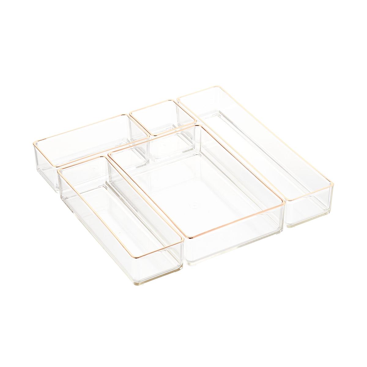 drawer copper organizers stackable acrylic trim clear set