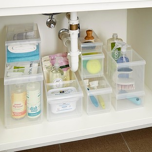 Stackable Lidded Storage Organizer Bins for Kitchen, Bathroom and