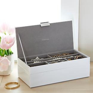 White Glass Stackers Jewelry Box