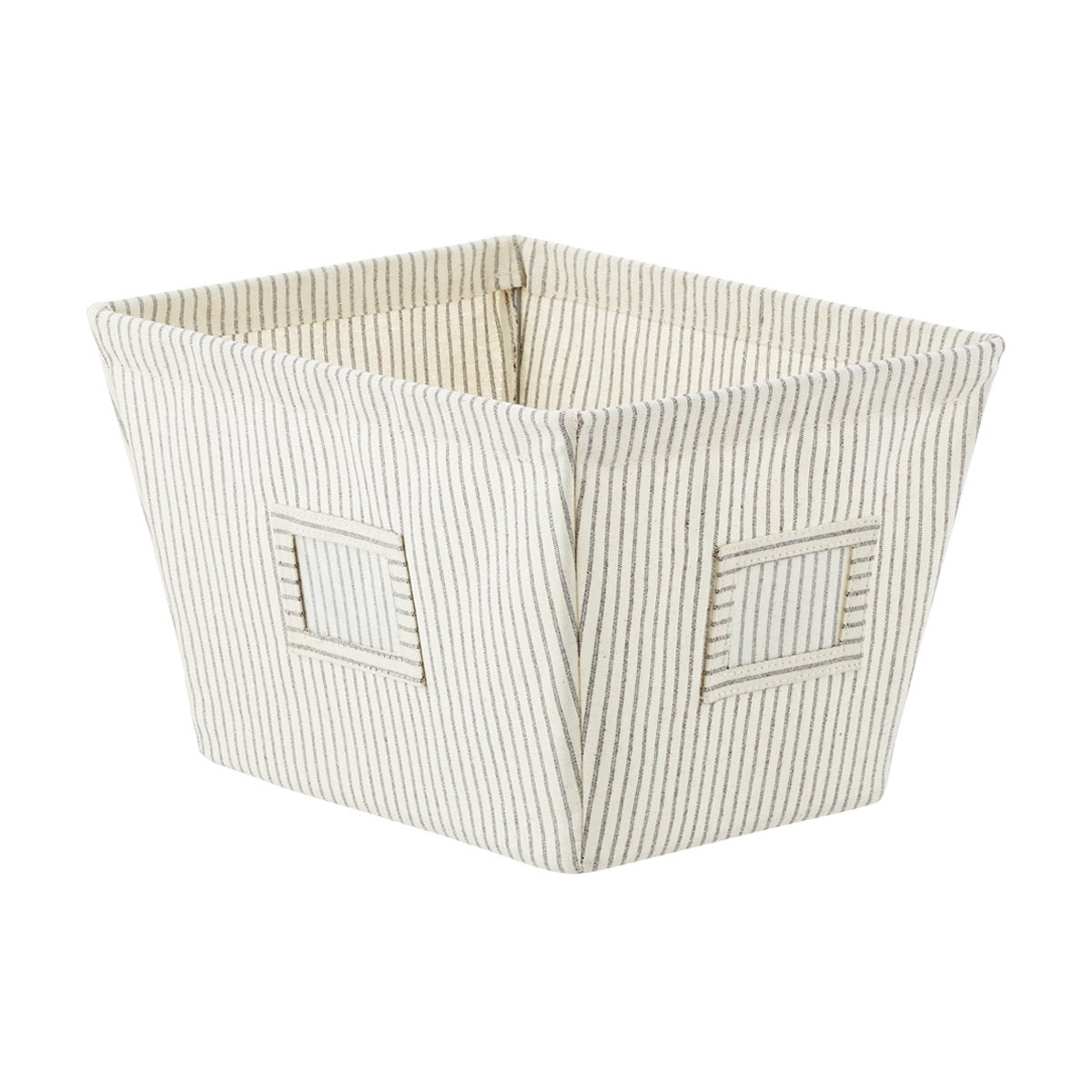 The Container Store Small Tapered Canvas Bin Grey Stripe