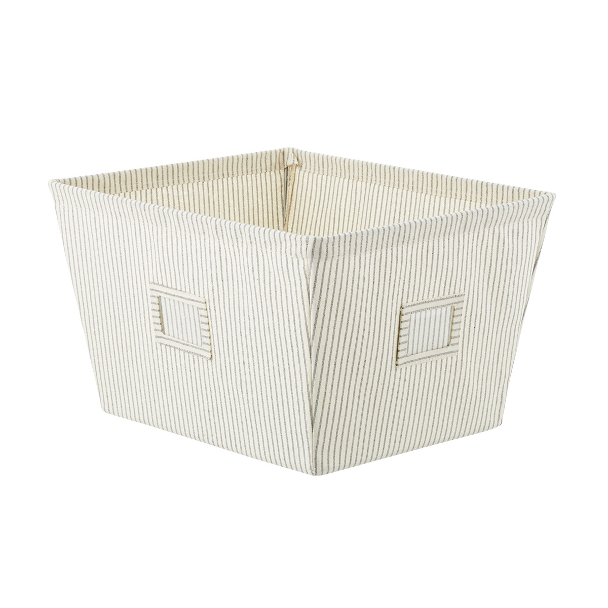 The Container Store Large Tapered Canvas Bin Grey Stripe