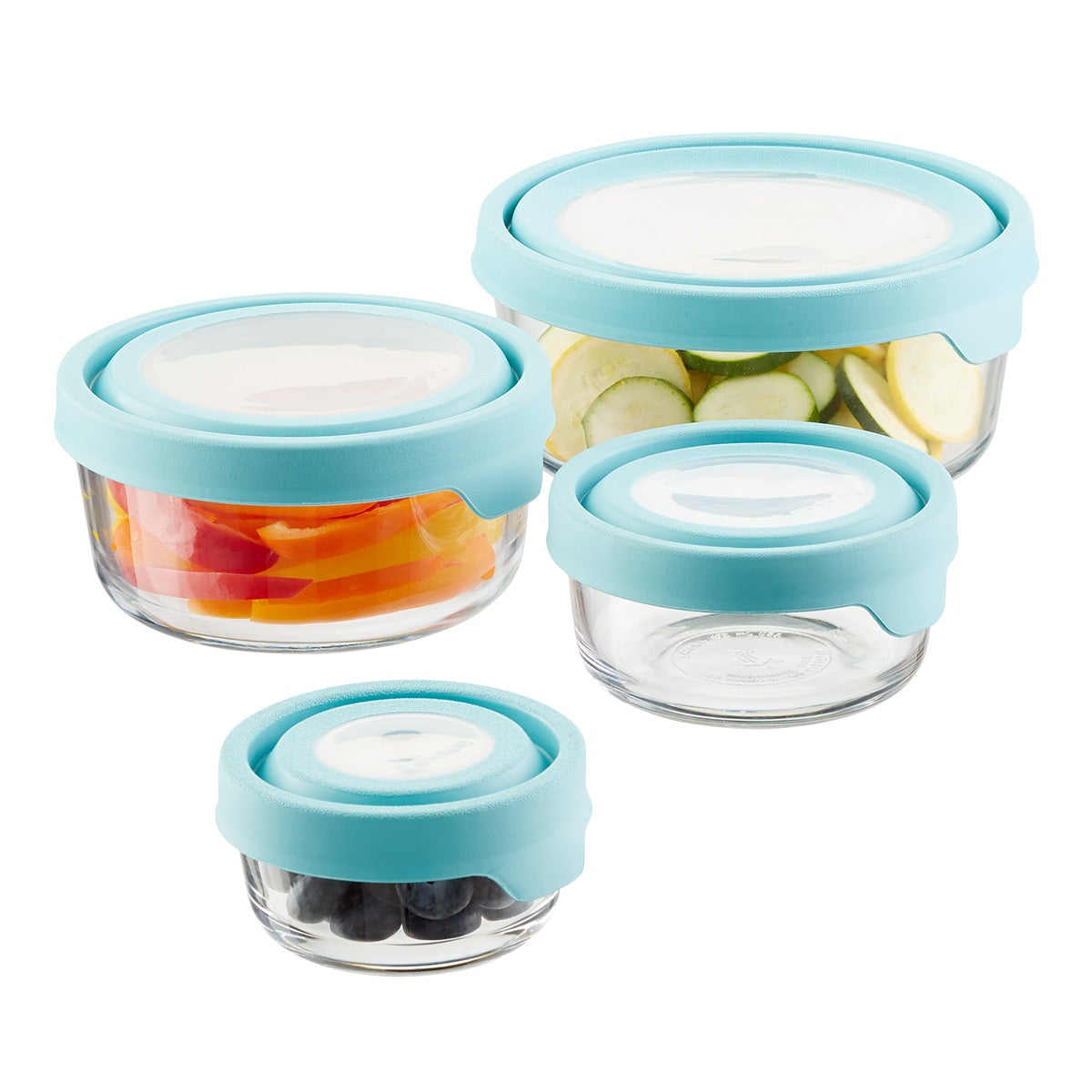 Anchor Hocking Glass TrueSeal Round Food Storage Containers with Blue Lids | The Container Store