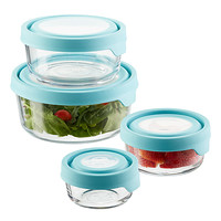 Anchor Hocking Glass TrueSeal Round Food Storage Containers with Blue ...