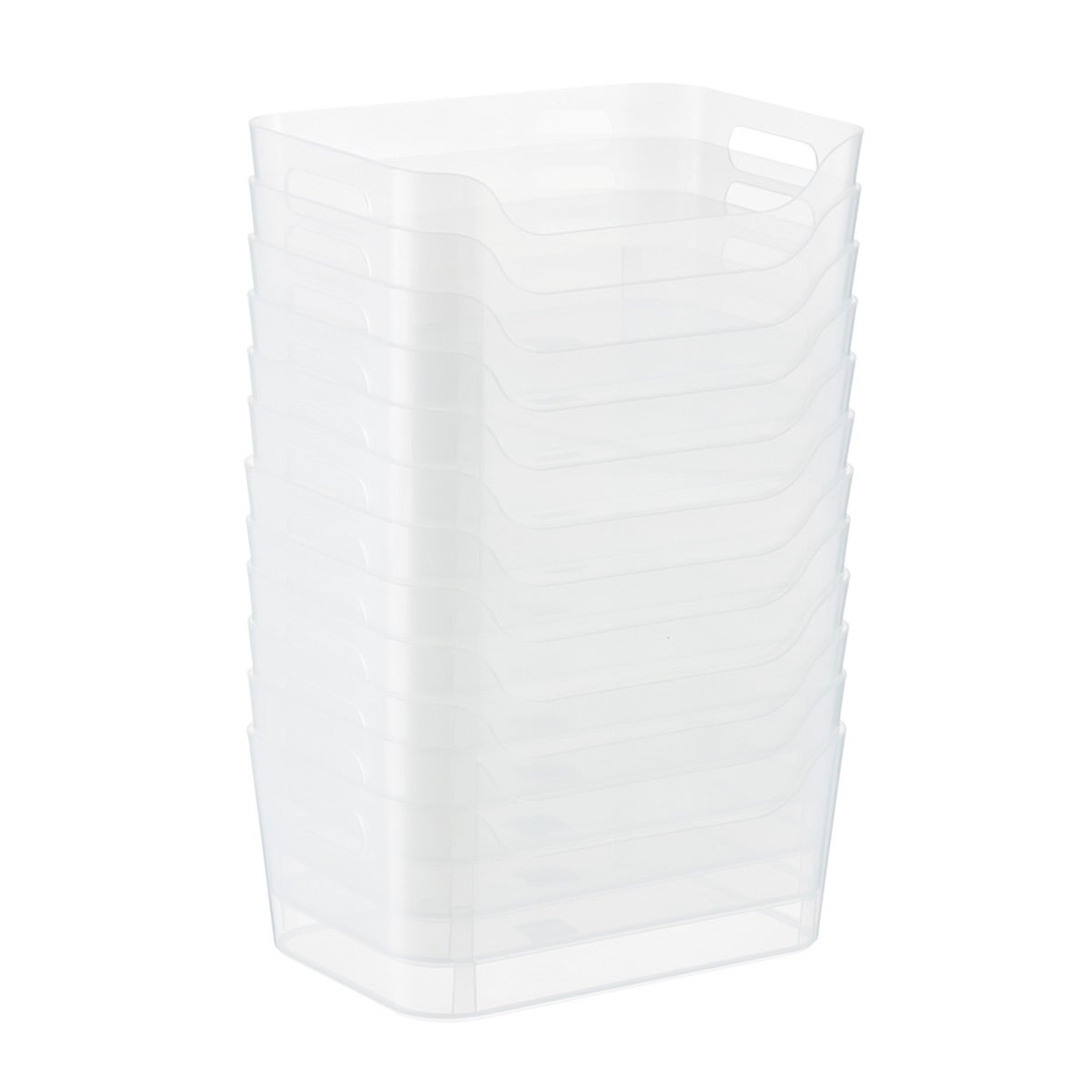 Case of 12 Small Plastic Bins w/ Handles Clear