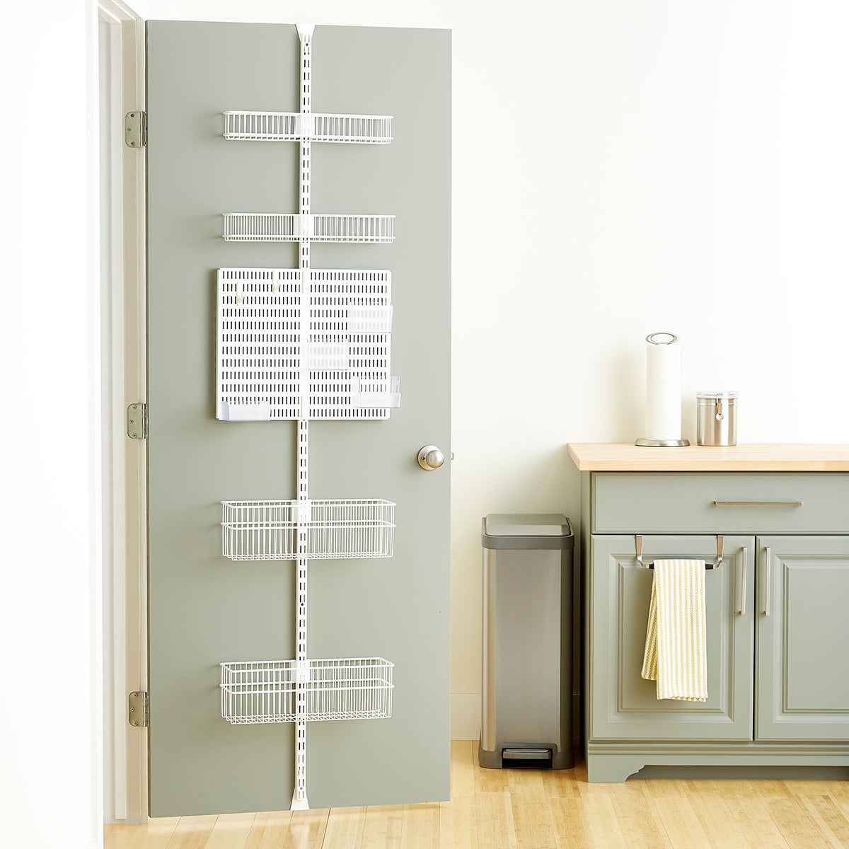 Elfa Utility White Wire Kitchen Over the Door Rack The Container Store