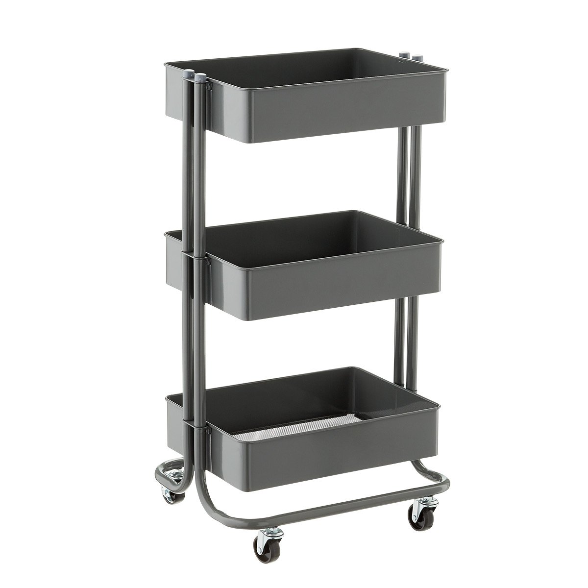 The Container Store 3-Tier Rolling Cart Grey
