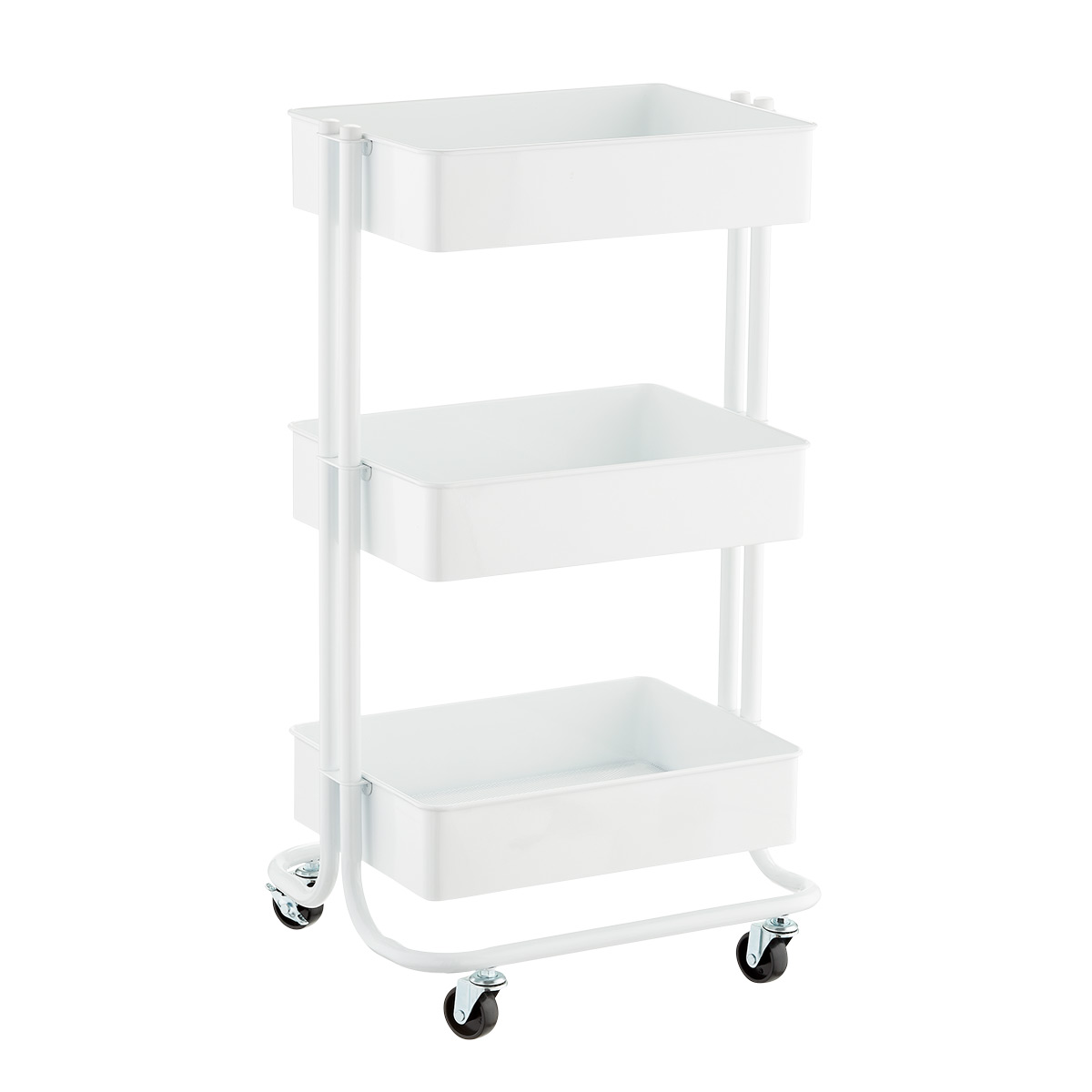 3-Tier Rolling Cart White