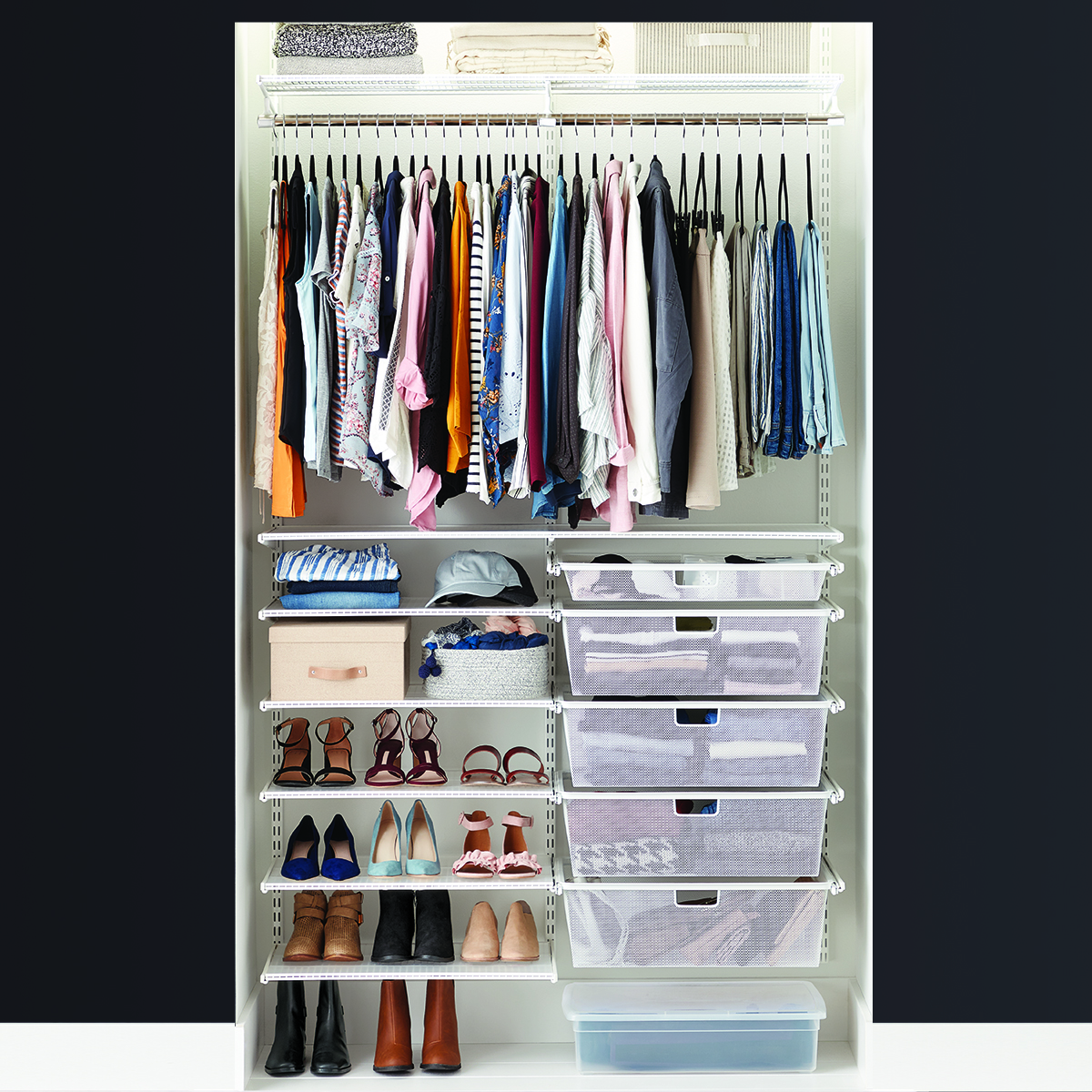 Elfa Classic 4' White Reach-In Clothes Closet