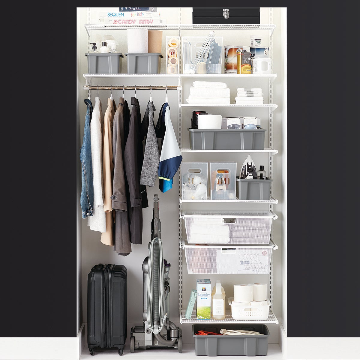 Elfa Classic 4' Coat & Storage Closet White