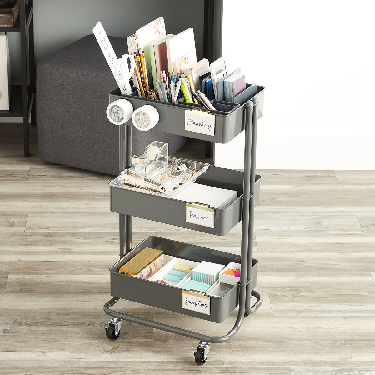 rolling under desk storage cart