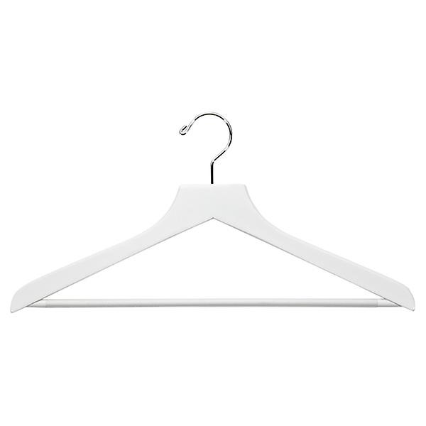 White Suit Hanger w/ Bar - Black & White Wood Hangers