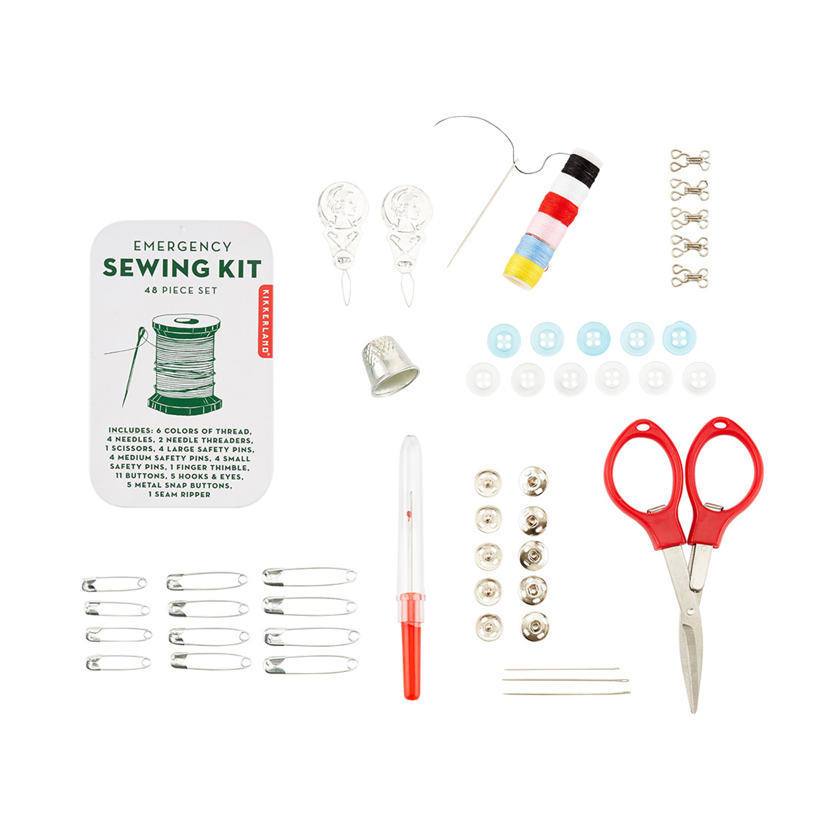 Sewing Travel Kit  Needles Thread Pins Scissors Threader Buttons 
