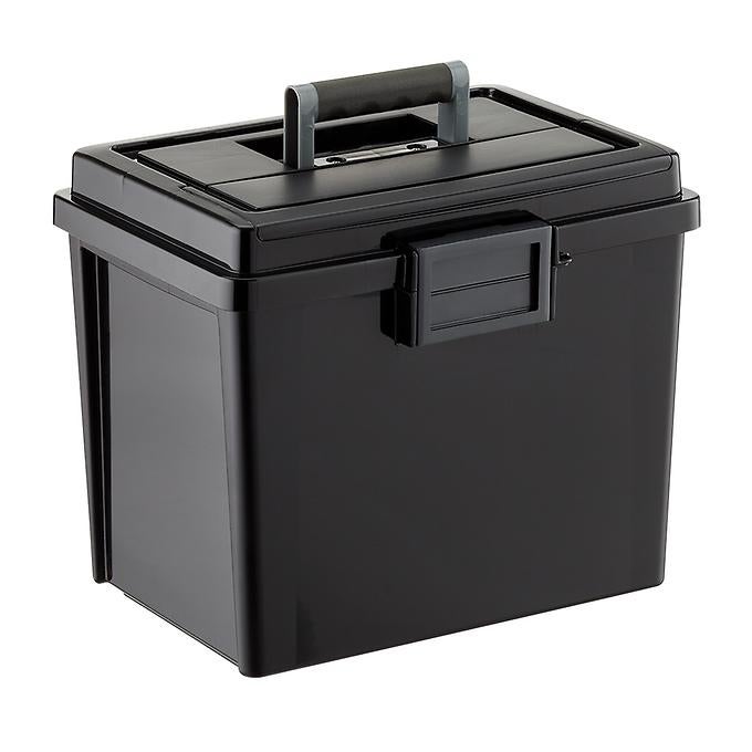 Iris Black Weathertight Portable File Box with Handle | The