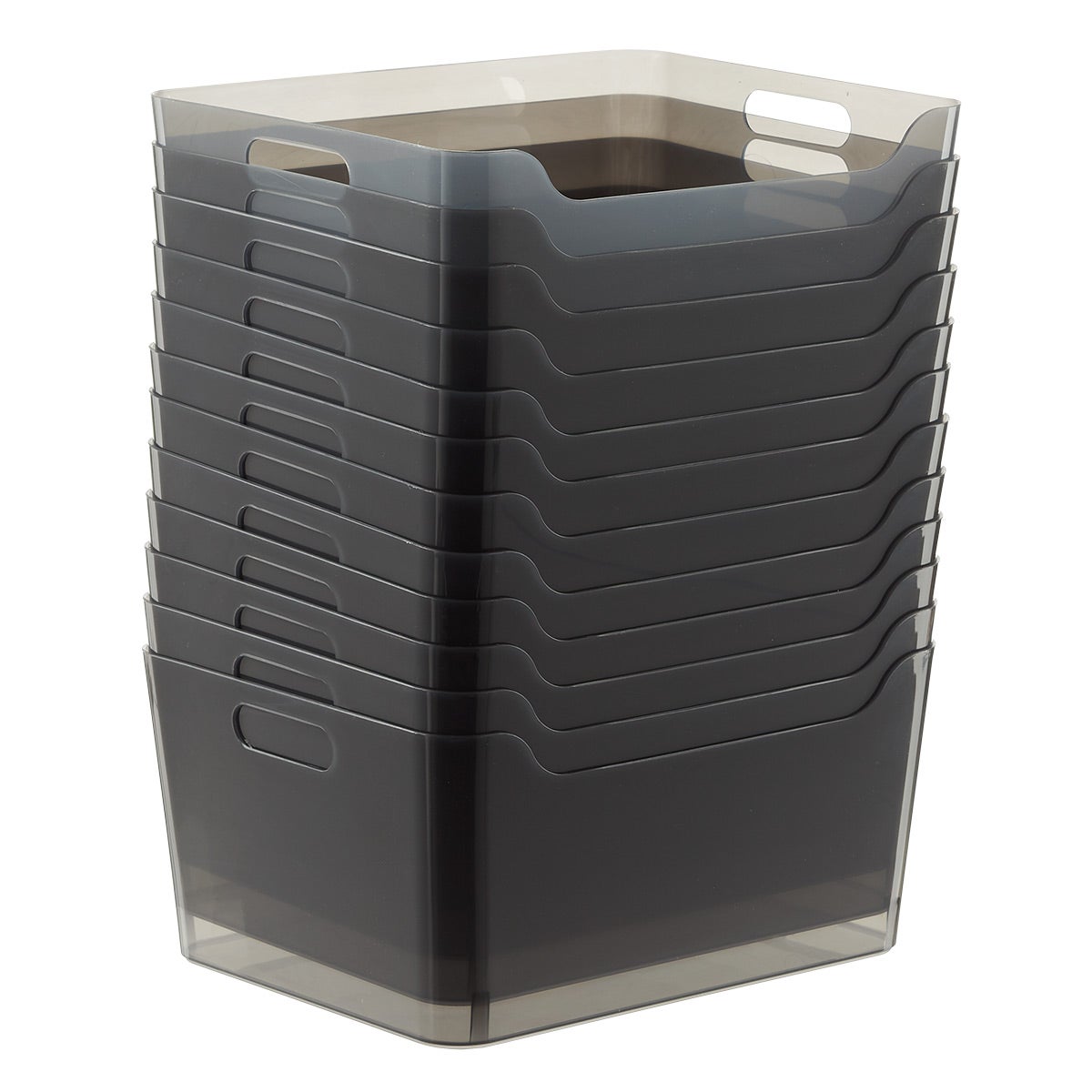 Case of 12 Large Plastic Bins w/ Handles Smoke