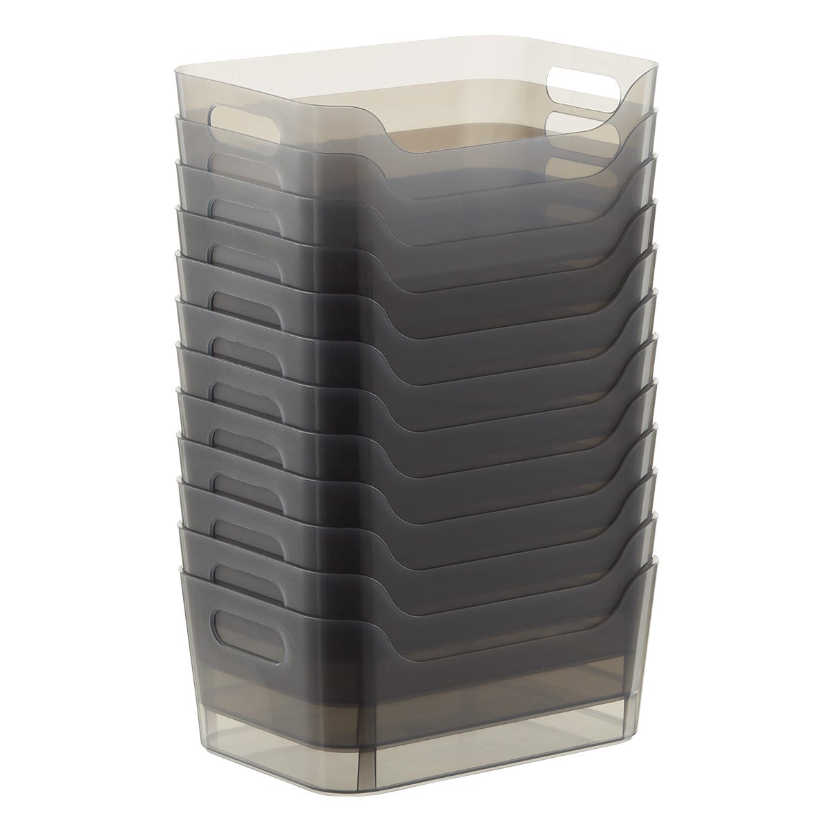 Case of 12 Small Plastic Bins w/ Handles Smoke