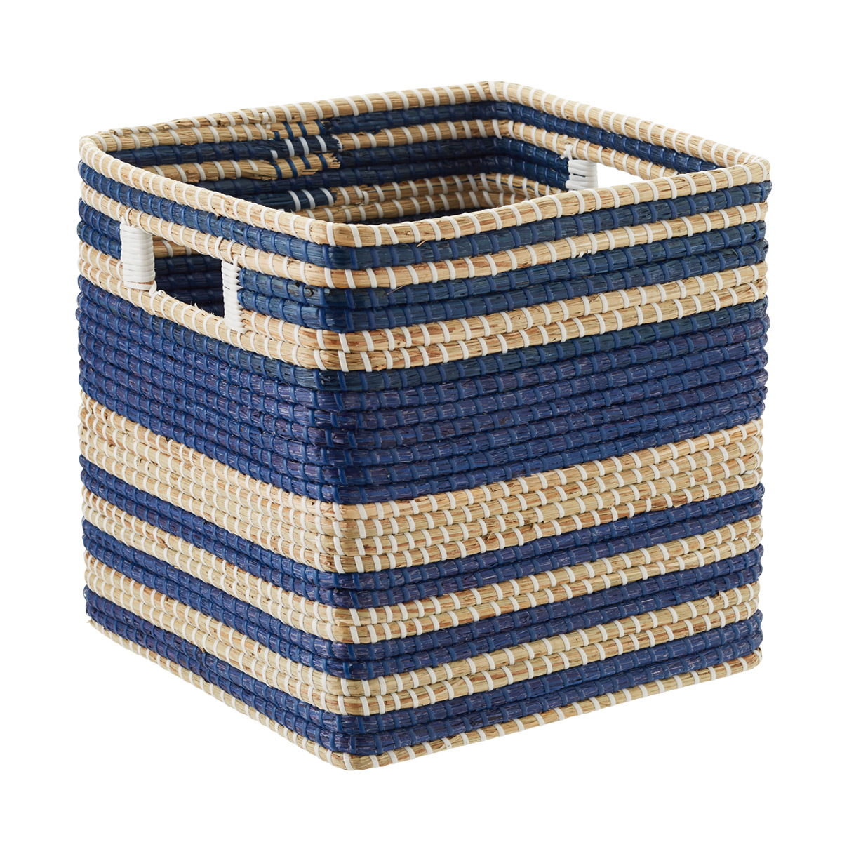Large Seagrass Cube with Handles Dark Blue