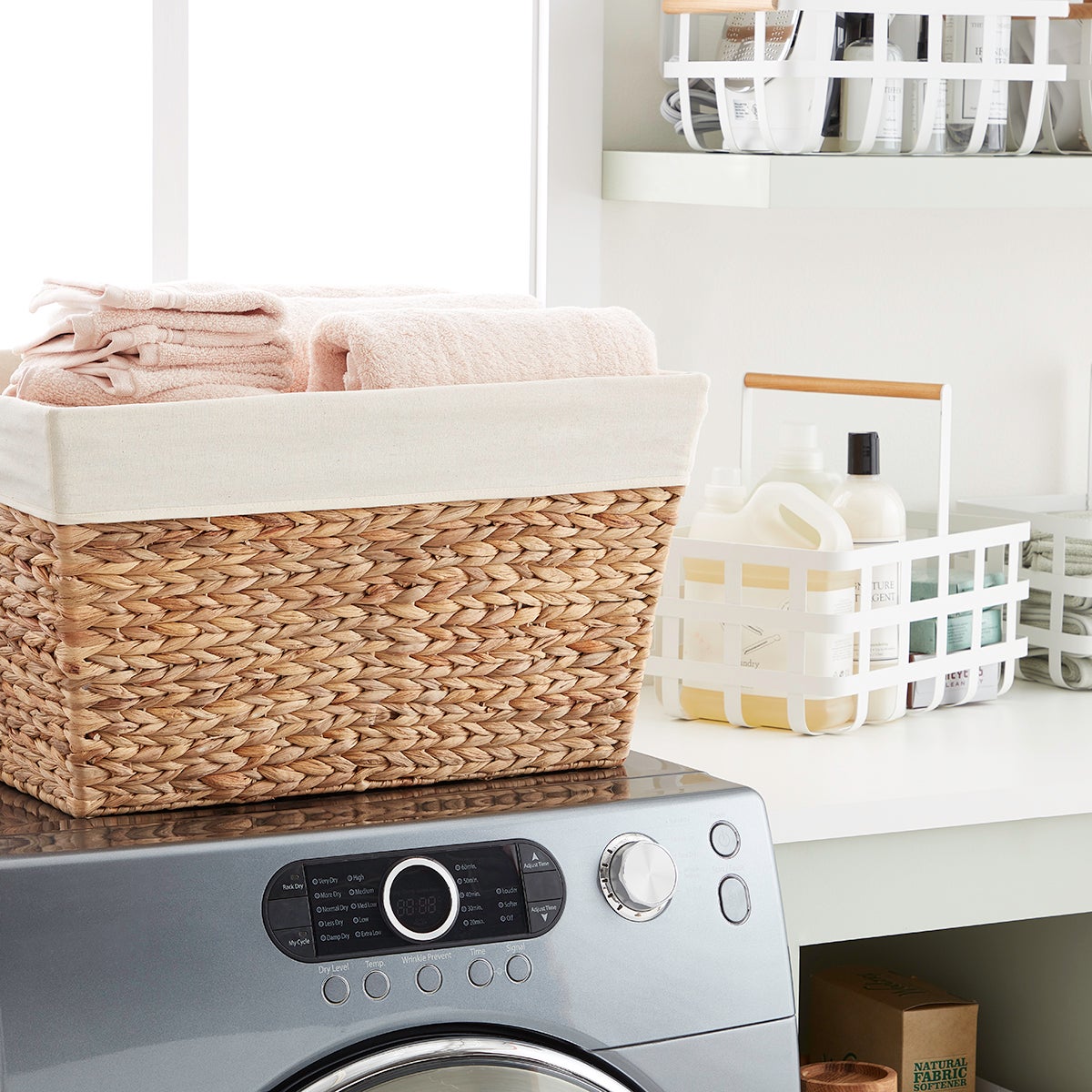 Rectangular Water Hyacinth Tapered Basket The Container Store