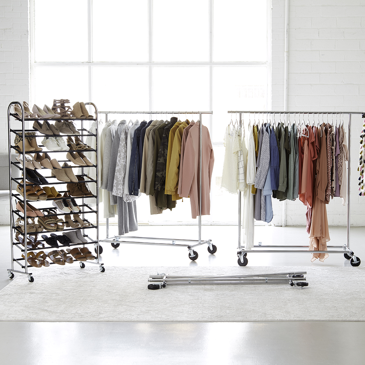 clothes rack with shoe rack