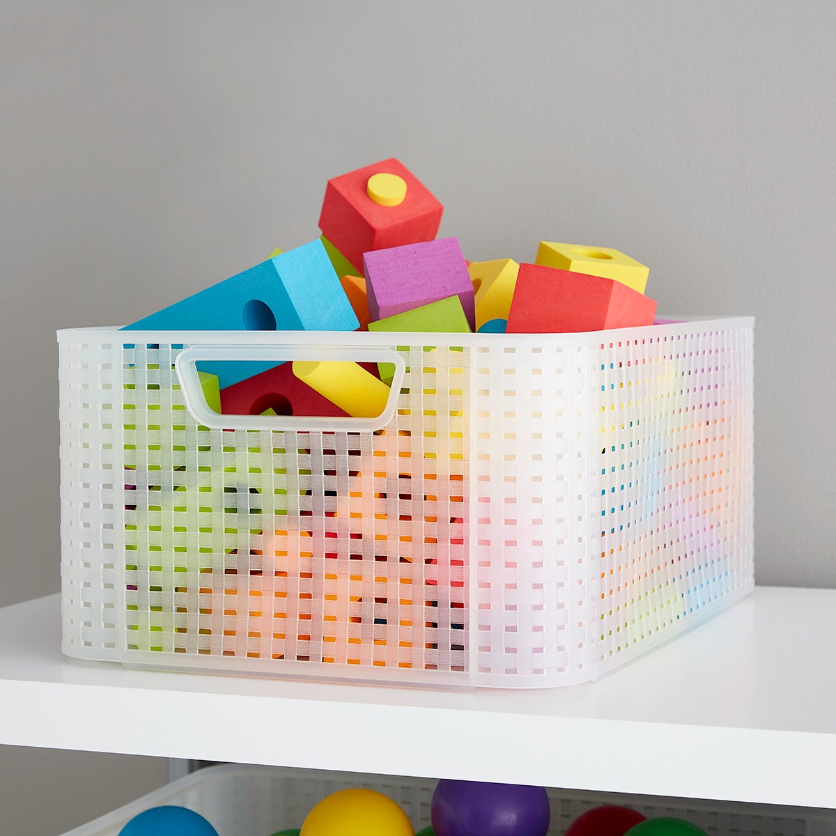 Curver White Basketweave Storage Bin with Handles