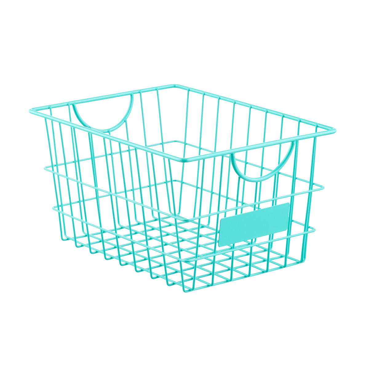 Medium Wire Storage Basket w/ Label Aqua