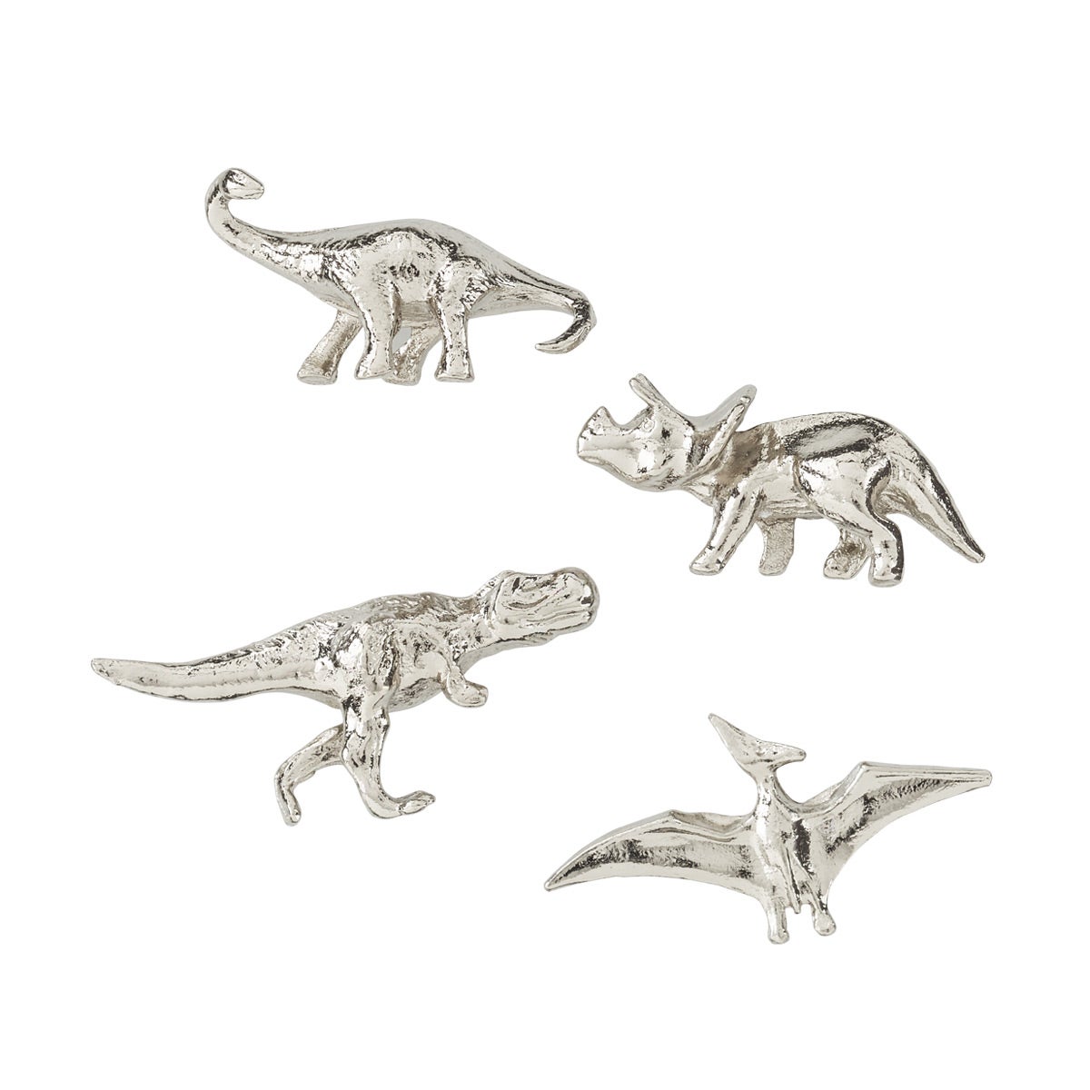 ThreeByThree Seattle Cast Iron Magnets Silver Dinosaur Pkg/4