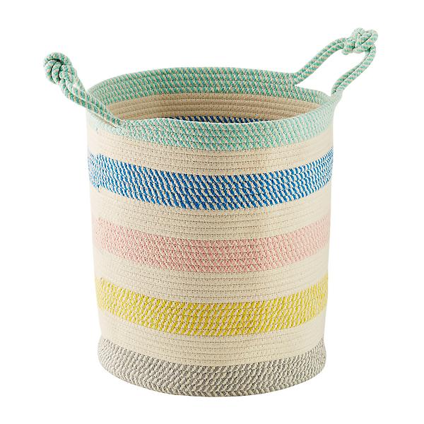 Tall Multicolor Cotton Rope Oval Bin with Handles