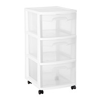 Sterilite 28308002 Home 3 Drawer Wheeled Plastic Storage Container (Set of 4)