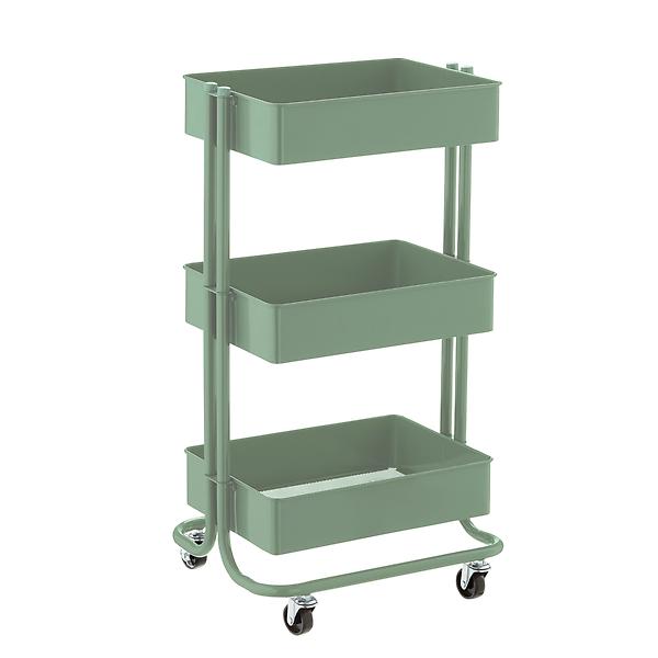 3-Tier Mobile Organizing Rolling Utility Cart, Green