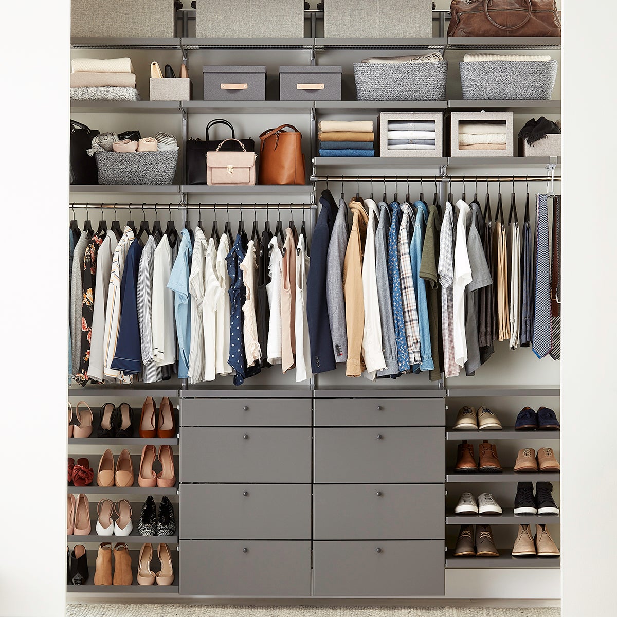 Retired kit- Elfa D&eacute;cor 8' Grey & Platinum Reach-In Closet