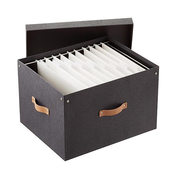 Bigso Black Woodgrain File Box and Letter-Size Folders Starter Kit