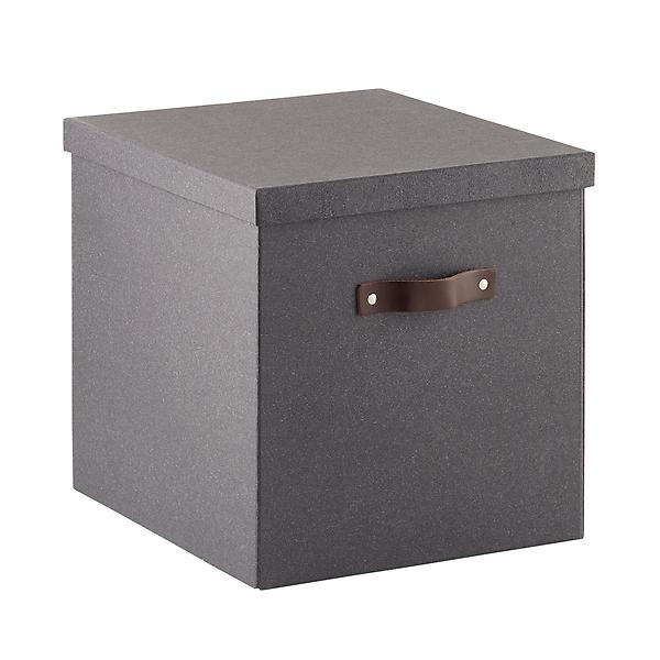 Bigso Silvia Organizational Storage Box | Photo Storage Box with Leather  Handle for Shelves and Stacks Easily | Durable and Decorative Storage Boxes