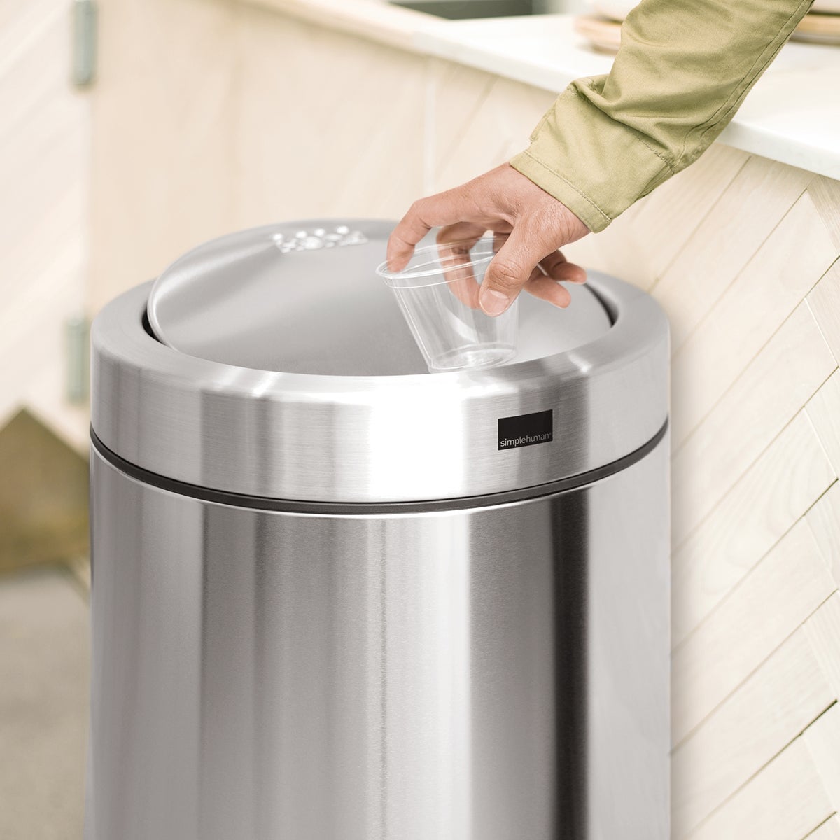 simplehuman Stainless Steel 14.5 gal. Swing-Lid Trash Can