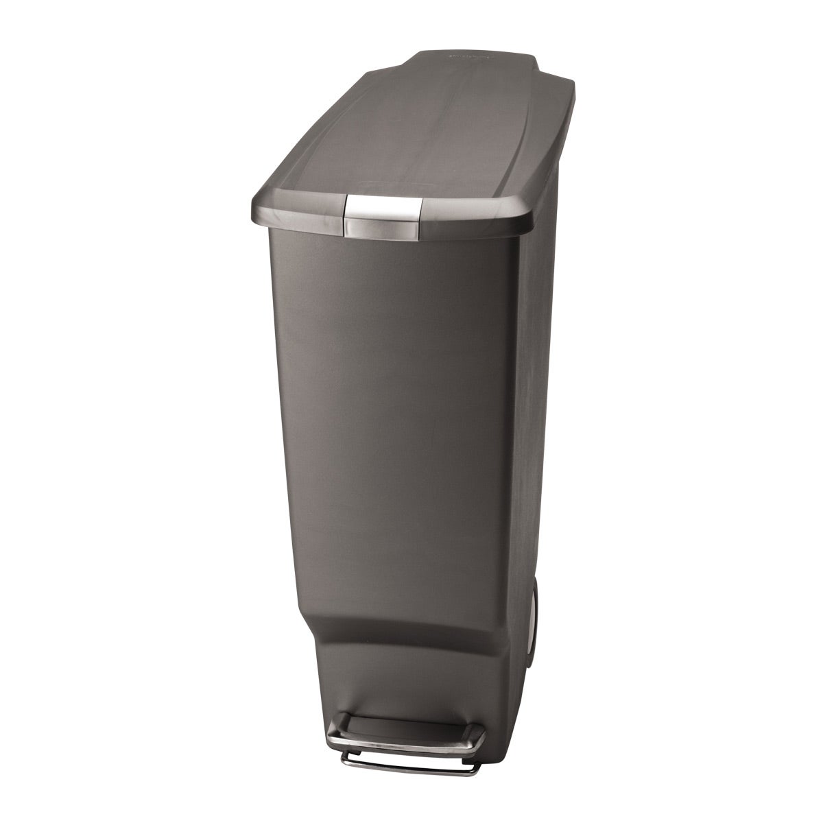 simplehuman Grey 10 gal. Slim Plastic Step Trash Can