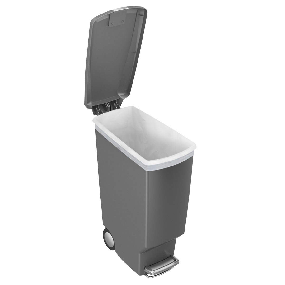 simplehuman Grey 10 gal. Slim Plastic Step Trash Can