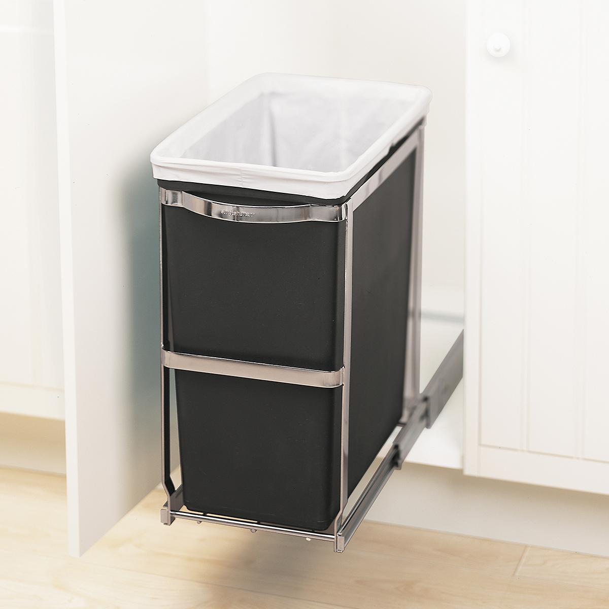 simplehuman Black 8 gal. Under the Counter Pull-Out Trash Can | The ...